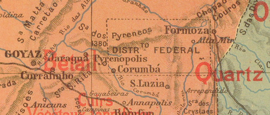 Detalhe Mapa Brasileiro produzido na França nos anos 1920